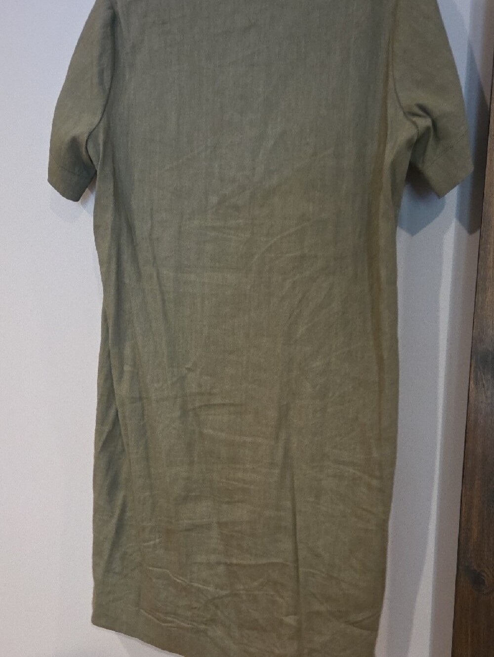 Theory Olive Green V-Neck Short-Sleeve Shift Dress - Picture 5 of 10